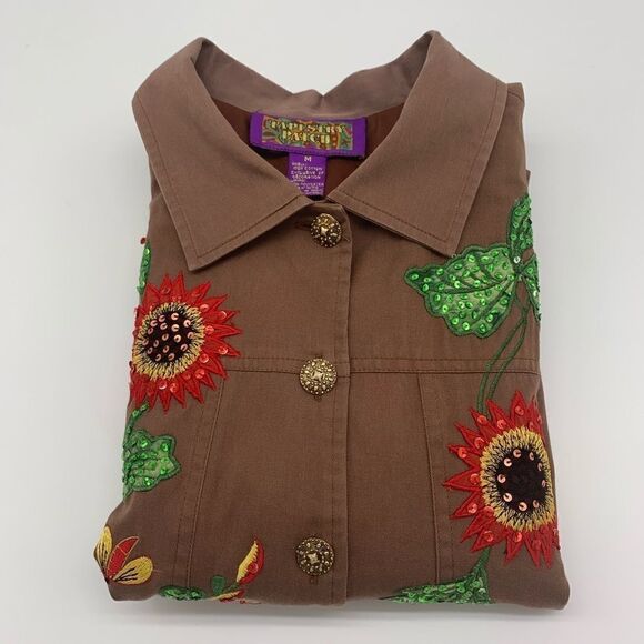 Tapestry Patch Red Flower & Bees Light Jacket Size M - Picture 6 of 12